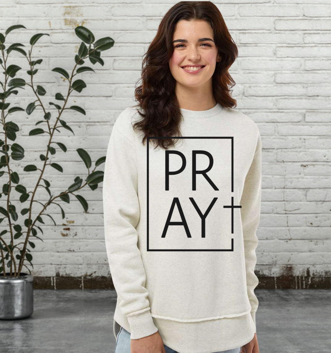 PRAY Tunic sweatshirt.