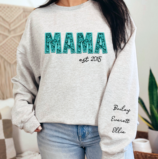 Faux Glitter Mama established-sweatshirt