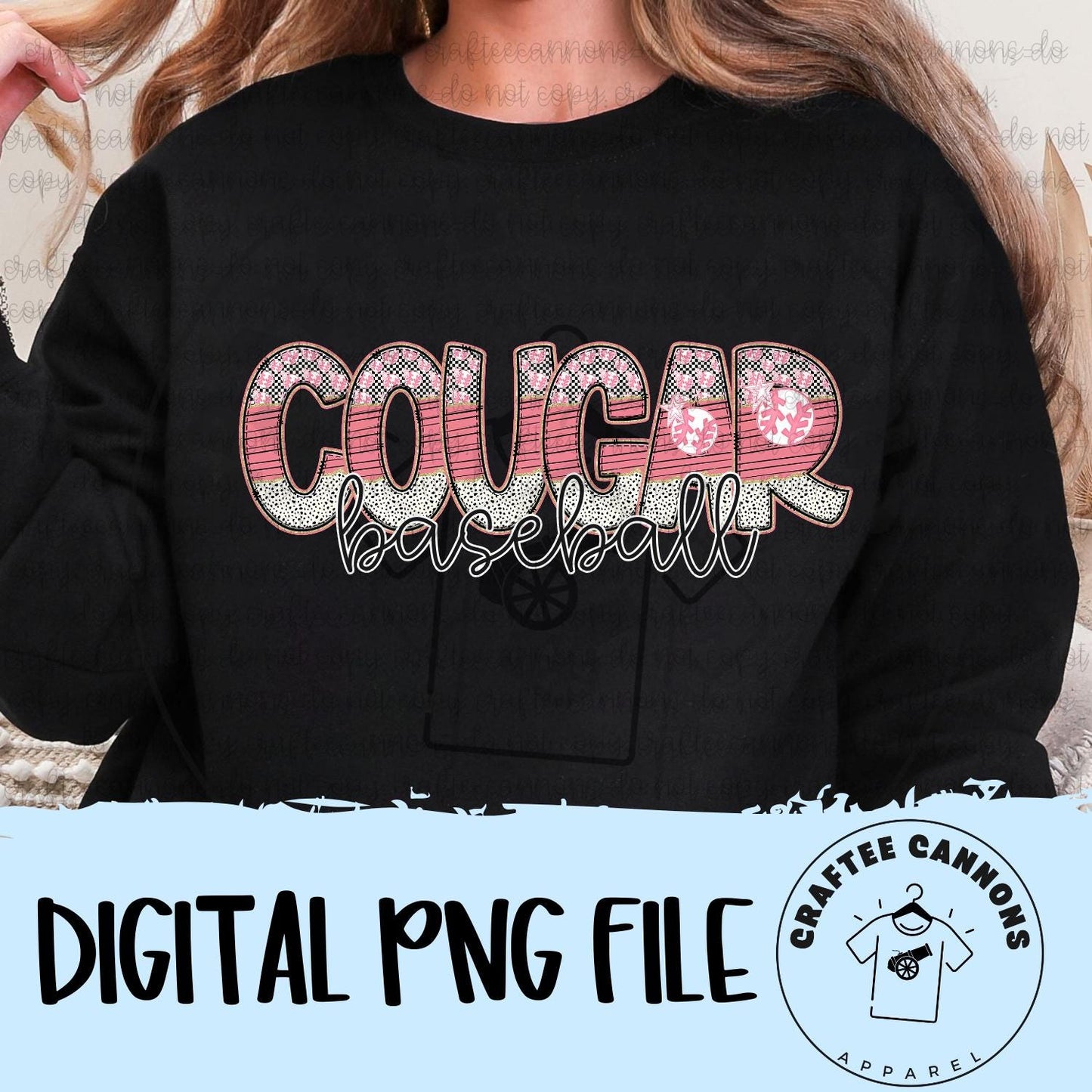 cougar baseball png, digital download, cougar, baseball png, digital png, png, baseball, star, custom, cute design, cute baseball design
