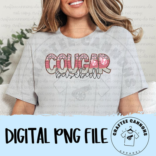 cougar baseball png, digital download, cougar, baseball png, digital png, png, baseball, star, custom, cute design, cute baseball design