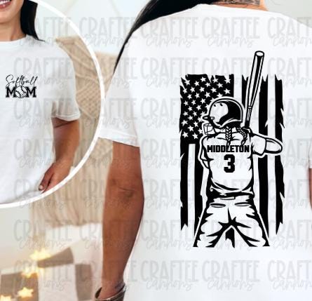 Custom softball Mom nana Shirt – Personalized Name & Number | Patriotic softball Tee | Game Day Shirt | Softball Mom Gift | Sports Fan Shirt