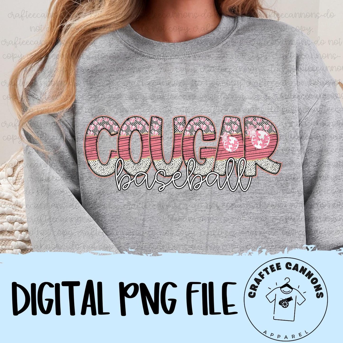 cougar baseball png, digital download, cougar, baseball png, digital png, png, baseball, star, custom, cute design, cute baseball design