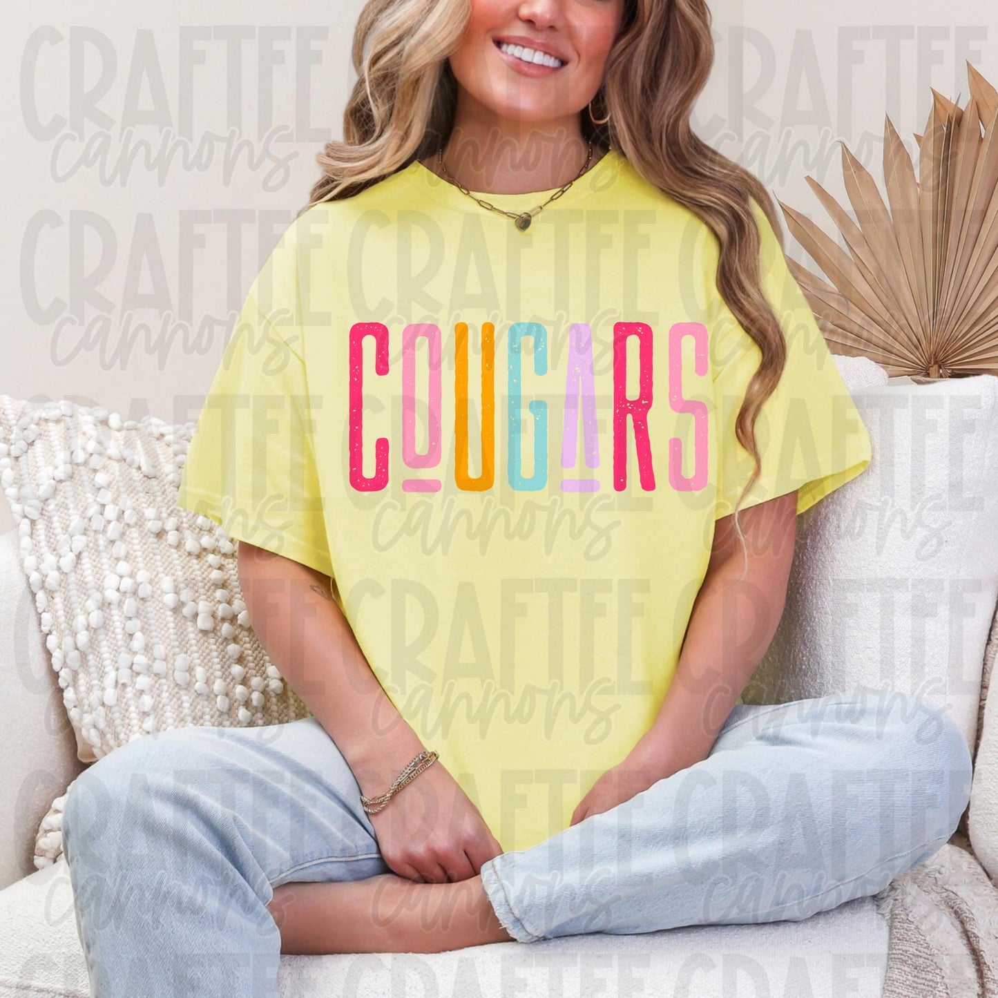 Cougars Team Spirit PNG | Retro Cute School Mascot Shirt Design | Sublimation & DTF Print | Digital Download