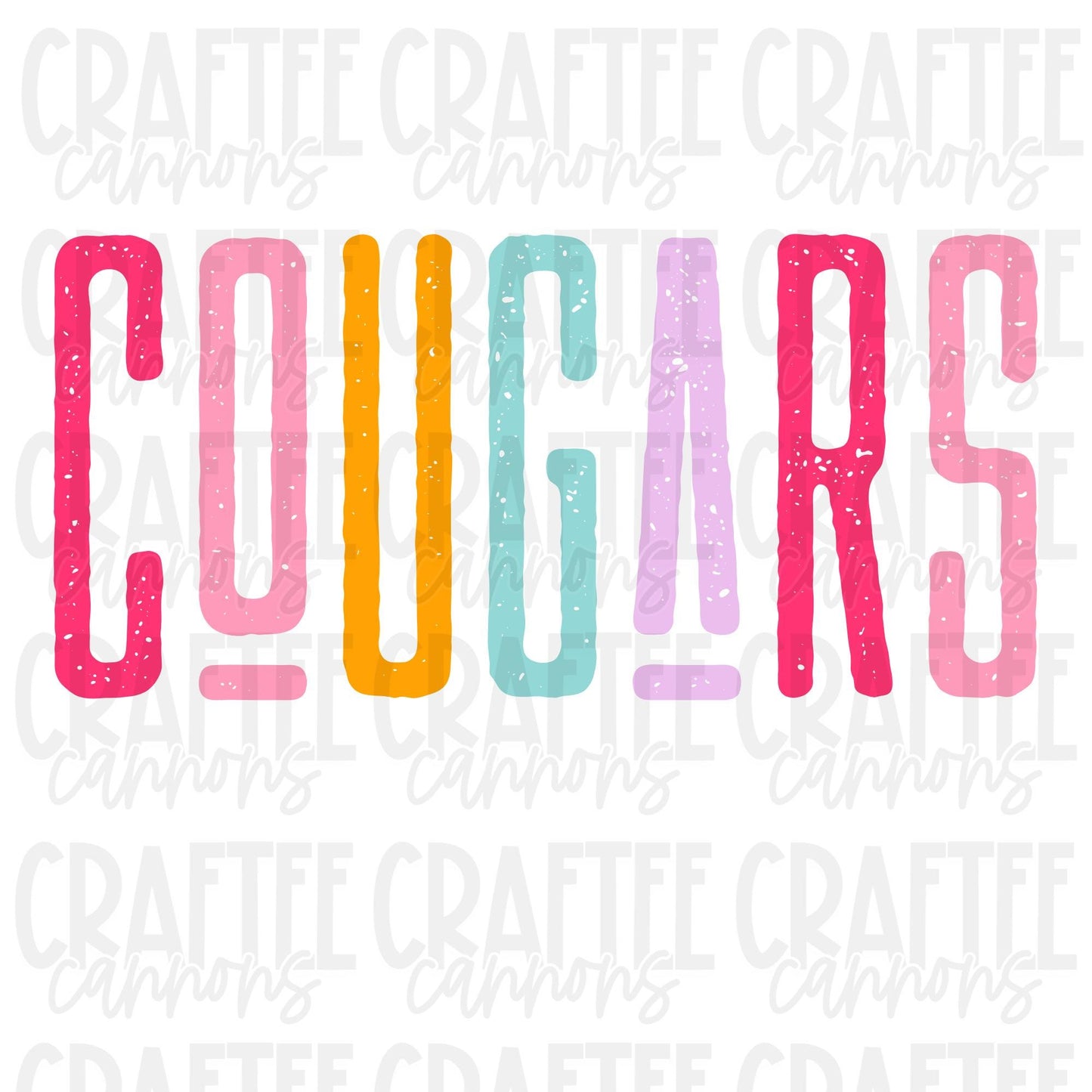 Cougars Team Spirit PNG | Retro Cute School Mascot Shirt Design | Sublimation & DTF Print | Digital Download