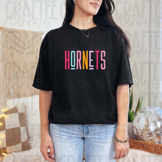 Hornets Spirit PNG | Retro Cute School Mascot Shirt Design | Sublimation & DTF Print | Digital Download