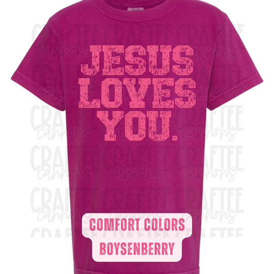 Jesus Loves You Comfort Colors T-Shirt | Christian Graphic Tee | Faith Shirt  Soft Vintage Style | Bright Christian Apparel