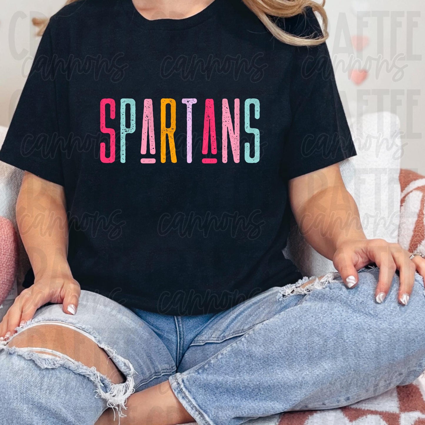 Spartans Spirit PNG | Retro Cute School Mascot Shirt Design | Sublimation & DTF Print | Digital Download