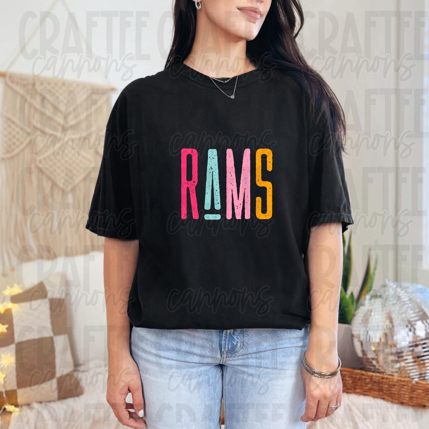 Rams Spirit PNG | Retro Cute School Mascot Shirt Design | Sublimation & DTF Print | Digital Download