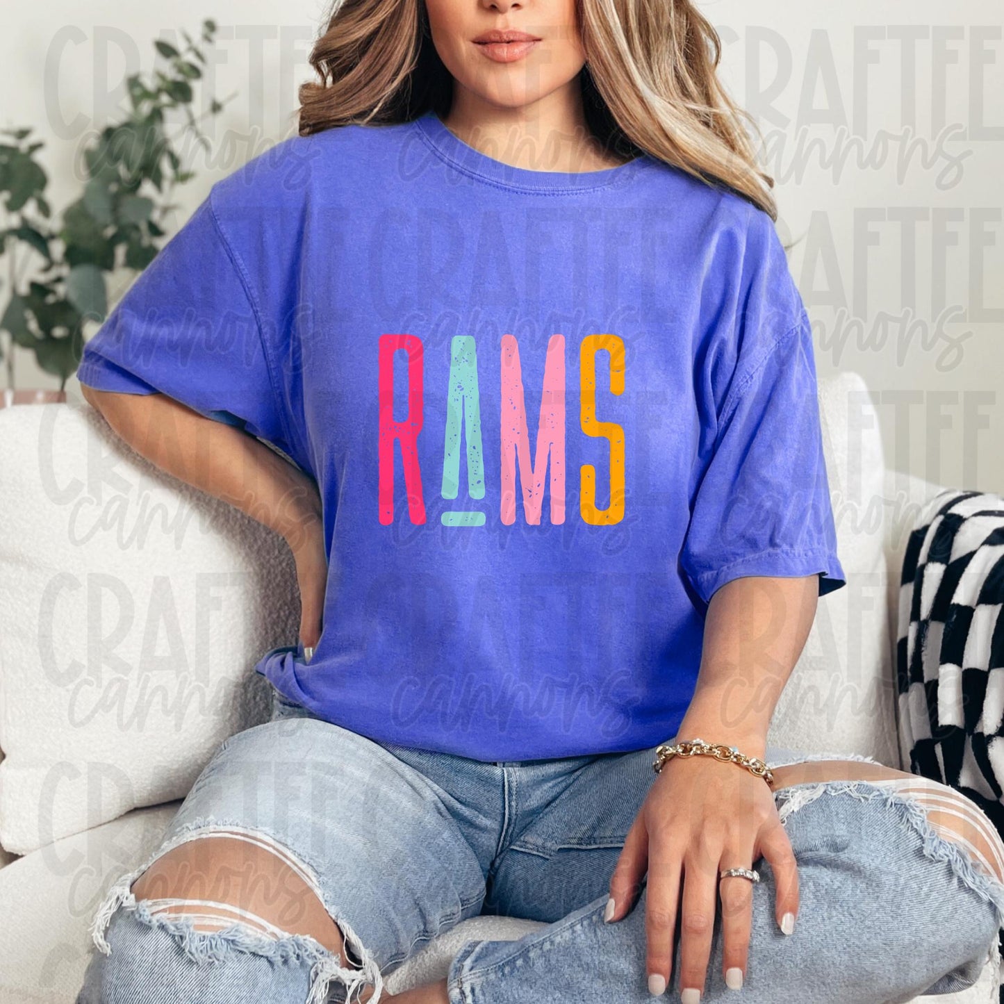Rams Spirit PNG | Retro Cute School Mascot Shirt Design | Sublimation & DTF Print | Digital Download