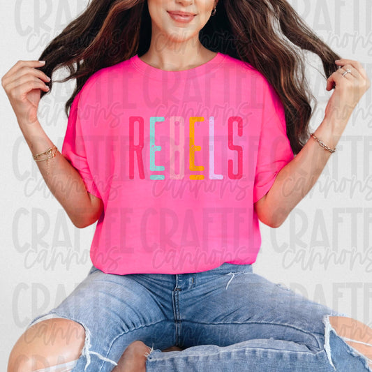 Rebels Spirit PNG | Retro Cute School Mascot Shirt Design | Sublimation & DTF Print | Digital Download
