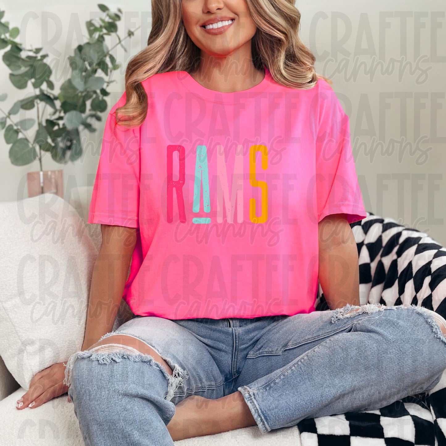 Rams Spirit PNG | Retro Cute School Mascot Shirt Design | Sublimation & DTF Print | Digital Download
