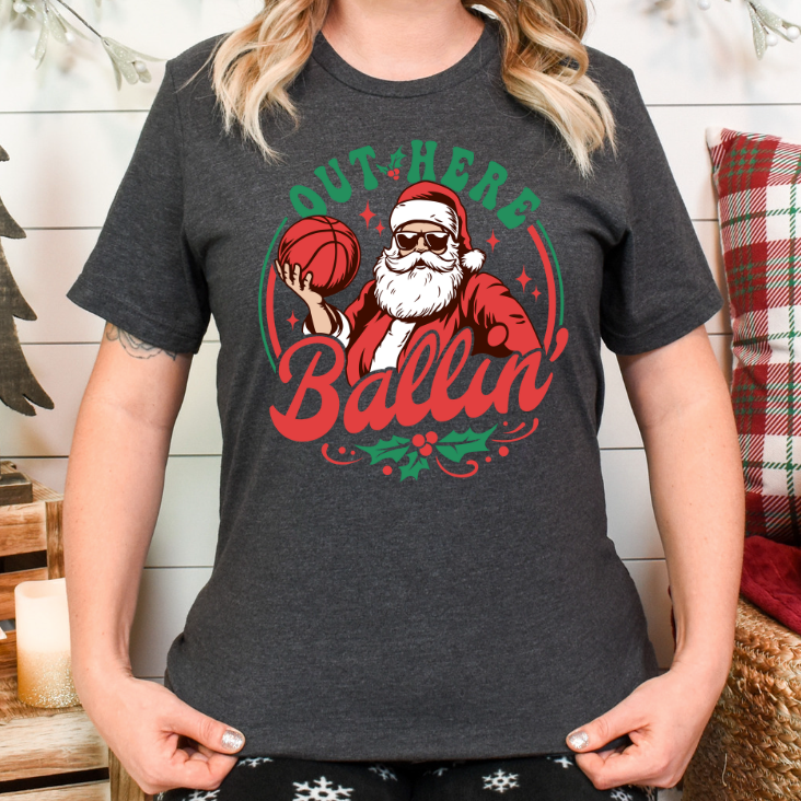 Santa Ballin' Christmas Shirt