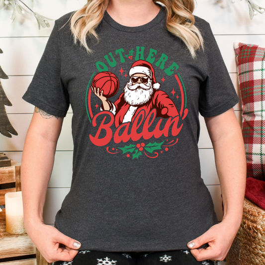 Santa Ballin' Christmas Shirt