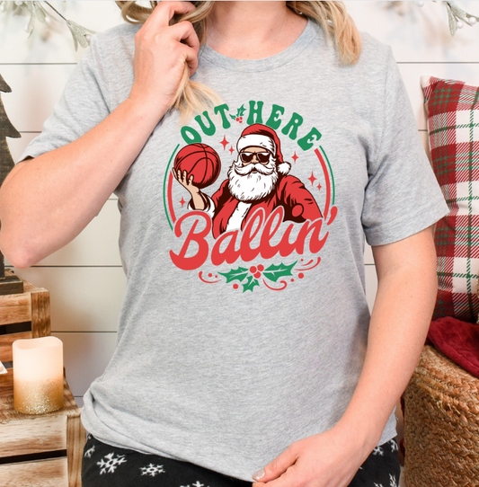 Santa Ballin' Christmas Shirt