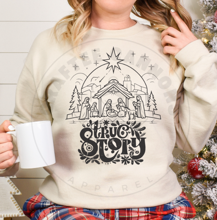 True Story Manger Drawing-Sweatshirt