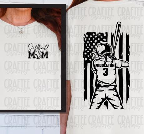 Custom softball Mom nana Shirt – Personalized Name & Number | Patriotic softball Tee | Game Day Shirt | Softball Mom Gift | Sports Fan Shirt