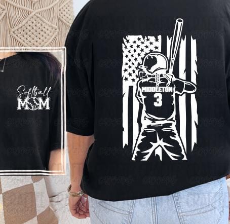 Custom softball Mom nana Shirt – Personalized Name & Number | Patriotic softball Tee | Game Day Shirt | Softball Mom Gift | Sports Fan Shirt