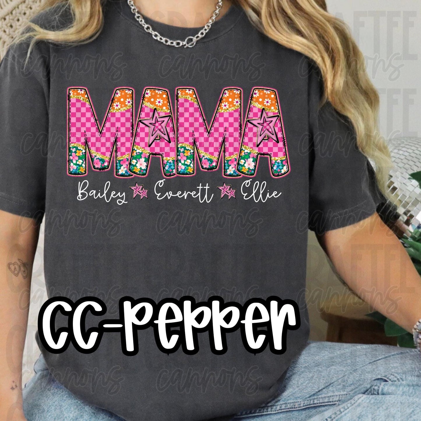 Bright Floral Mama, grandma, memaw, mamaw, grammy, nana shirt Bella Canvas Comfort Colors
