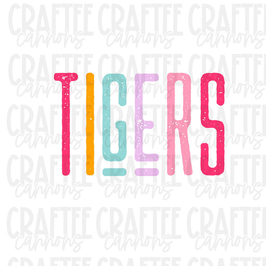 Tigers Spirit PNG | Retro Cute School Mascot Shirt Design | Sublimation & DTF Print | Digital Download