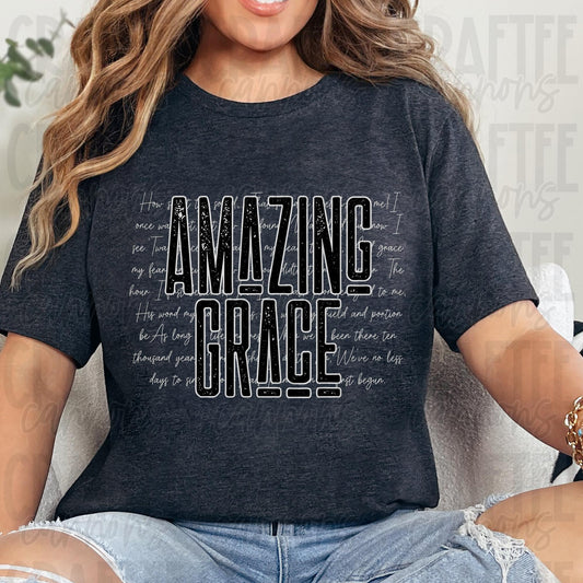 Amazing Grace Shirt | Christian Graphic Tee | Hymn Lyric Shirt