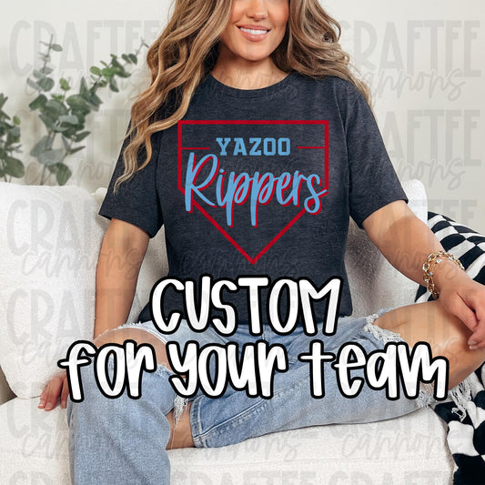 Custom Team Name Baseball/Softball Shirt | Personalized Team Shirts | Home Plate Design | Team Spirit Shirts |