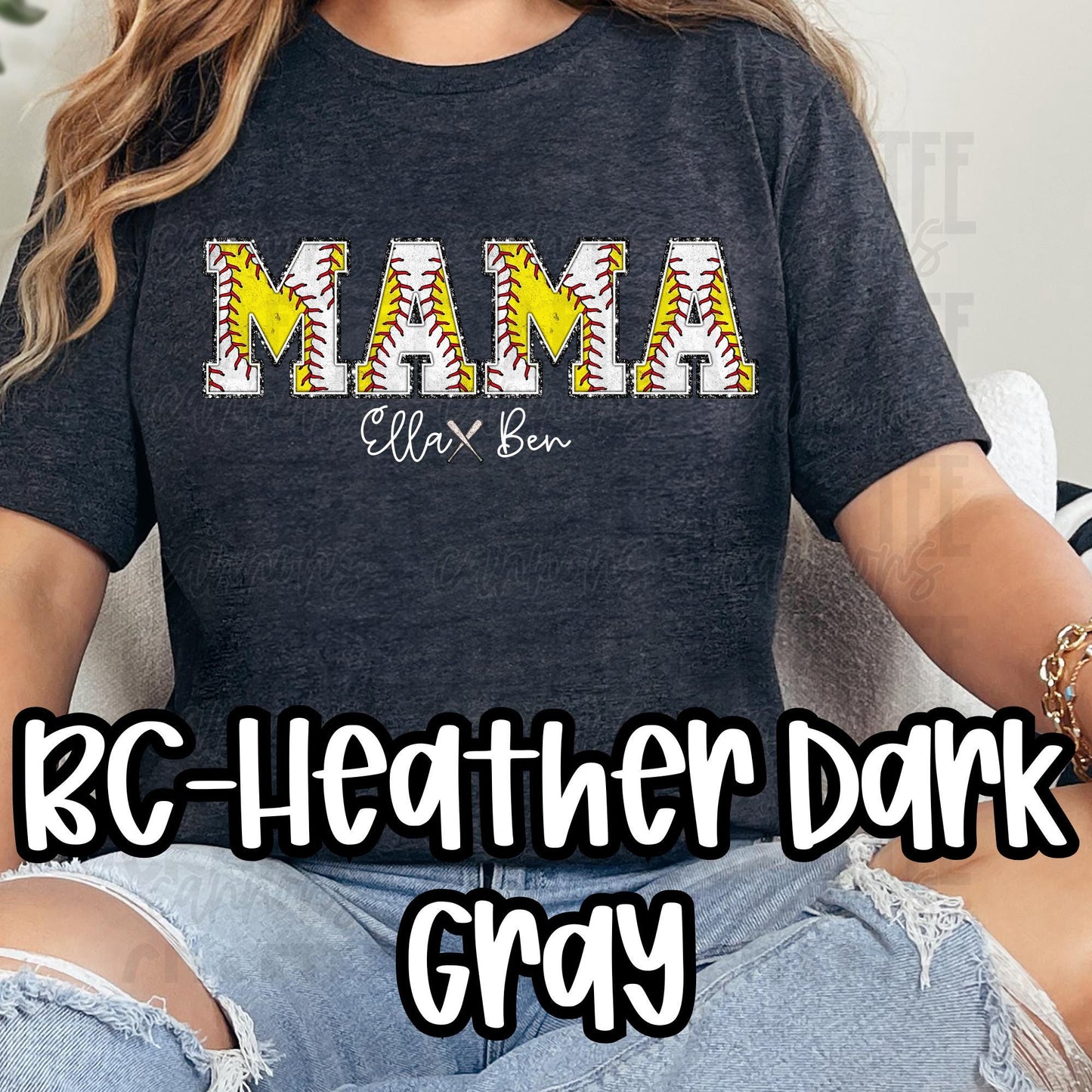 Baseball & Softball Mama, grandma, memaw, mamaw, grammy, nana shirt Bella Canvas Comfort Colors