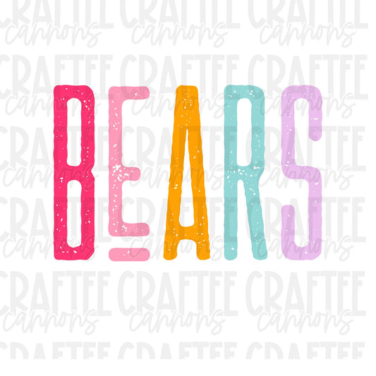 Bears Spirit PNG | Retro Cute School Mascot Shirt Design | Sublimation & DTF Print | Digital Download