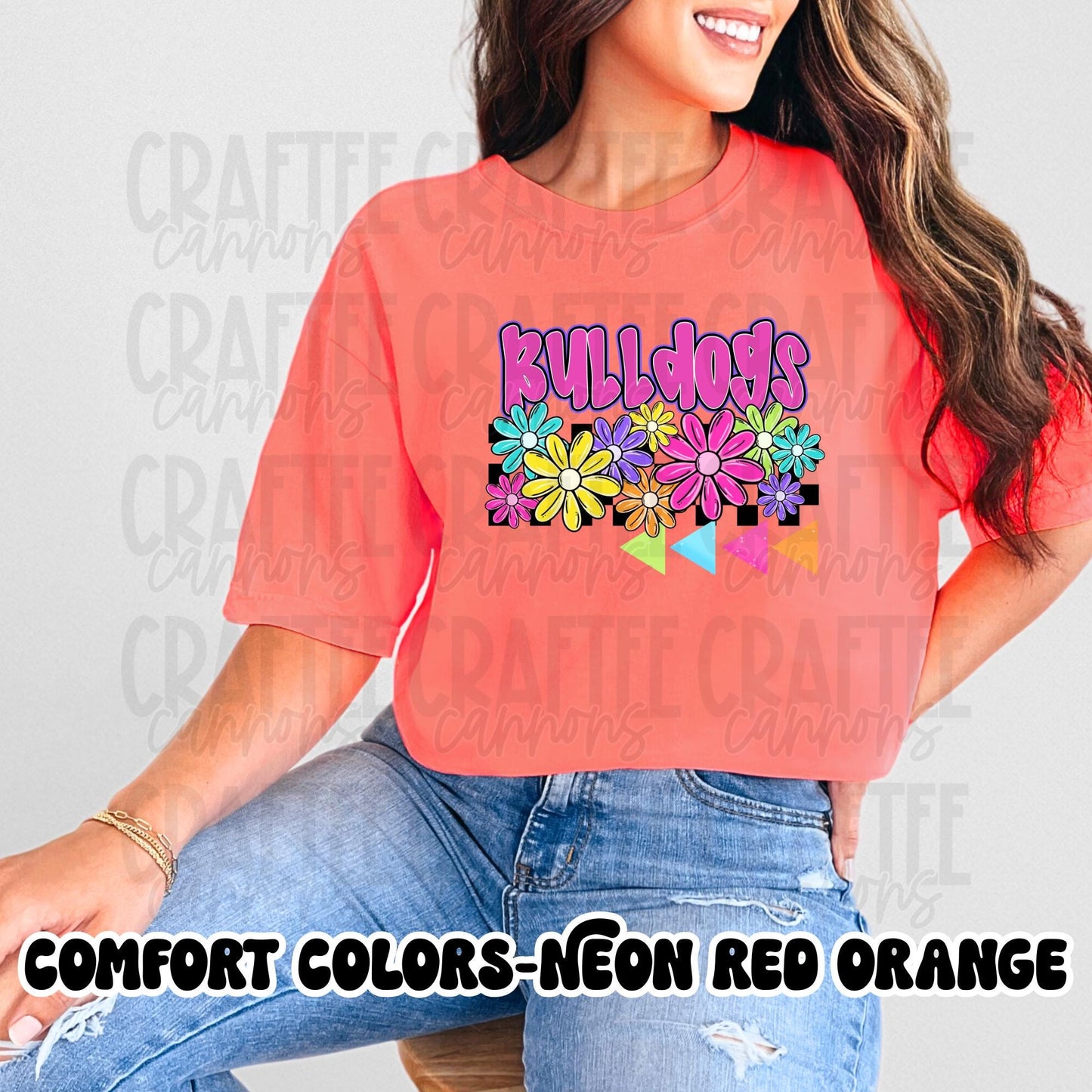 Custom Floral Team Shirt – ANY Team Name – Bright Retro Flowers – Personalized Sports Tee