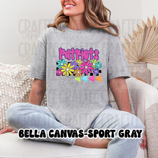 Custom Floral Team Shirt – ANY Team Name – Bright Retro Flowers – Personalized Sports Tee