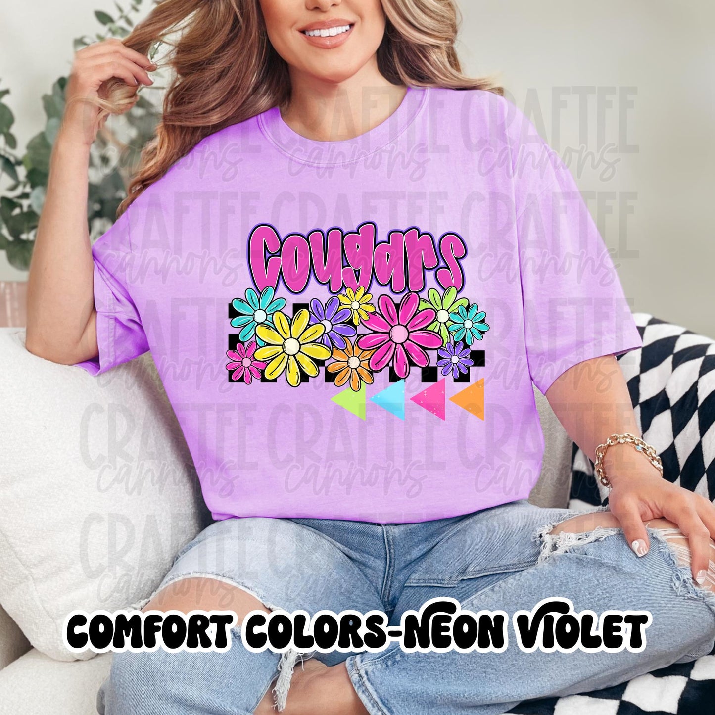 Custom Floral Team Shirt – ANY Team Name – Bright Retro Flowers – Personalized Sports Tee