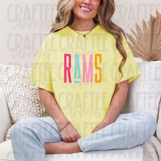 Rams Spirit PNG | Retro Cute School Mascot Shirt Design | Sublimation & DTF Print | Digital Download