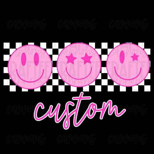 Custom Retro Smiley name-Custom School Mascot Word Art | Rainbow Block Text Design | Personalized Team Name Graphic | DIGITAL FILE