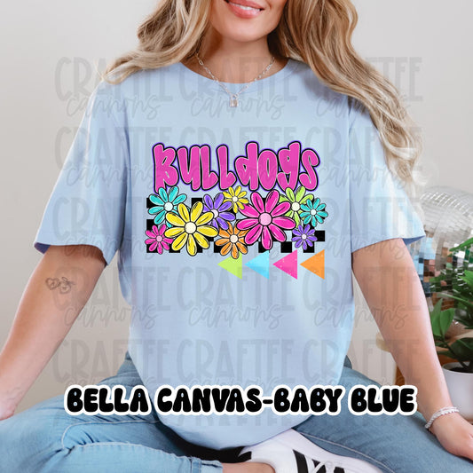 Custom Floral Team Shirt – ANY Team Name – Bright Retro Flowers – Personalized Sports Tee