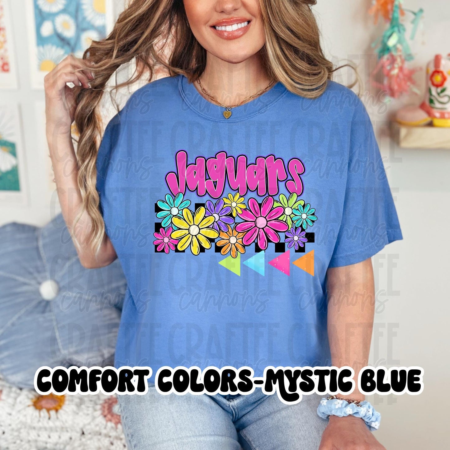 Custom Floral Team Shirt – ANY Team Name – Bright Retro Flowers – Personalized Sports Tee