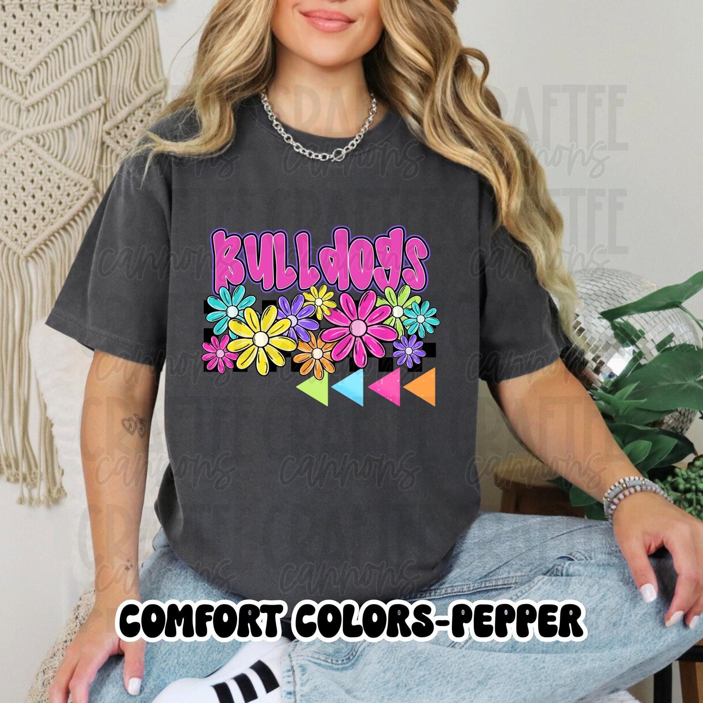 Custom Floral Team Shirt – ANY Team Name – Bright Retro Flowers – Personalized Sports Tee