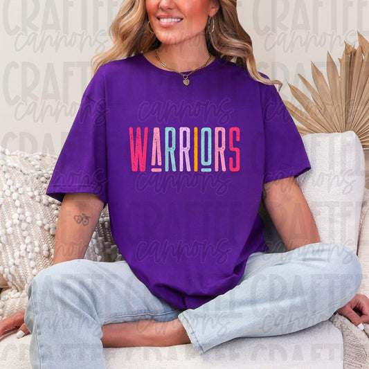 Warriors Spirit PNG | Retro Cute School Mascot Shirt Design | Sublimation & DTF Print | Digital Download