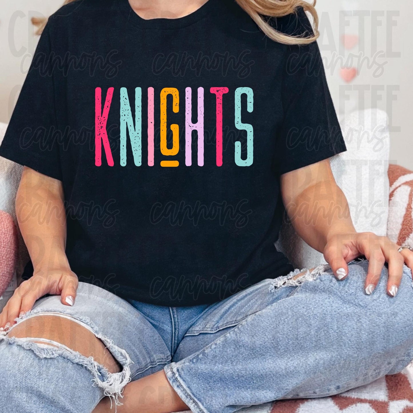 Knights Spirit PNG | Retro Cute School Mascot Shirt Design | Sublimation & DTF Print | Digital Download