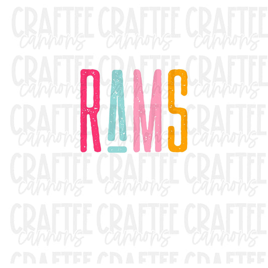 Rams Spirit PNG | Retro Cute School Mascot Shirt Design | Sublimation & DTF Print | Digital Download
