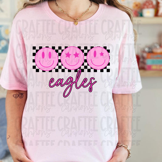 Custom Retro Smiley Face Shirt | Cute Pink Spirit Wear | Game Day Shirt | custom Fan Tee | Custom School Shirt