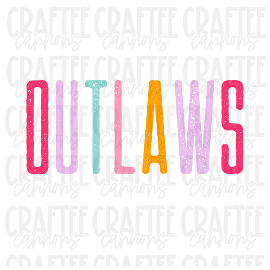 Outlaws Spirit PNG | Retro Cute School Mascot Shirt Design | Sublimation & DTF Print | Digital Download