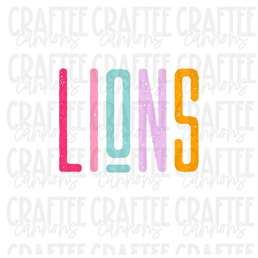 Lions Spirit PNG | Retro Cute School Mascot Shirt Design | Sublimation & DTF Print | Digital Download