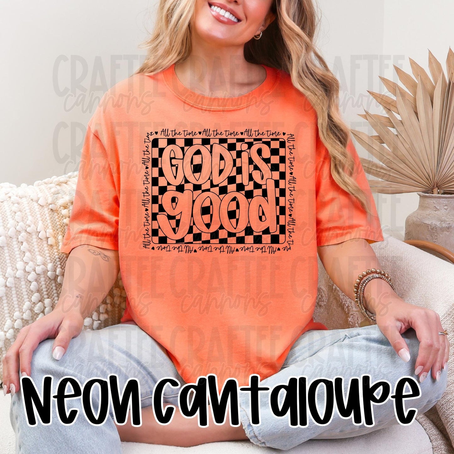 God is Good Shirt • Christian Graphic Tee • Neon Cantaloupe, Pink, Lemon • Bible Verse Shirt • Religious Gift for Women • Faith T-Shirt